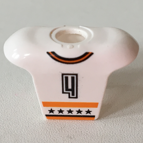 Lego Minifig Neckwear Sports Hockey Body Armor with NHL Logo and Black '4' Print / White