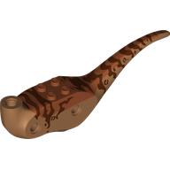 Lego Animal Body Part, Dinosaur, Stygimoloch Body with Dark Orange and Reddish Brown Markings Print / Medium Nougat