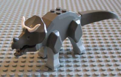 Lego Dinosaur Triceratops with Light Gray Legs and White Horns