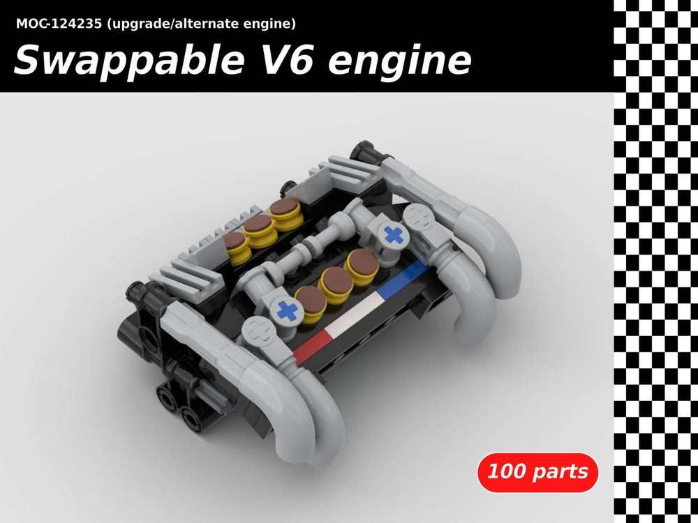 Lego Swappable naturally aspirated V6 engine