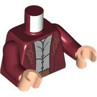 Torso, Jacket, Gold Decorations, Light Bluish Grey Shirt, Nougat Belt Print, Dark Red Arms, Light Nougat Hands / Dark Red