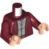 Lego Torso, Jacket, Gold Decorations, Light Bluish Grey Shirt, Nougat Belt print, Dark Red Arms, Light Nougat Hands / Dark Red