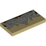 Tile 2 x 4 with Silver Jewelries/Tiara Print / Tan