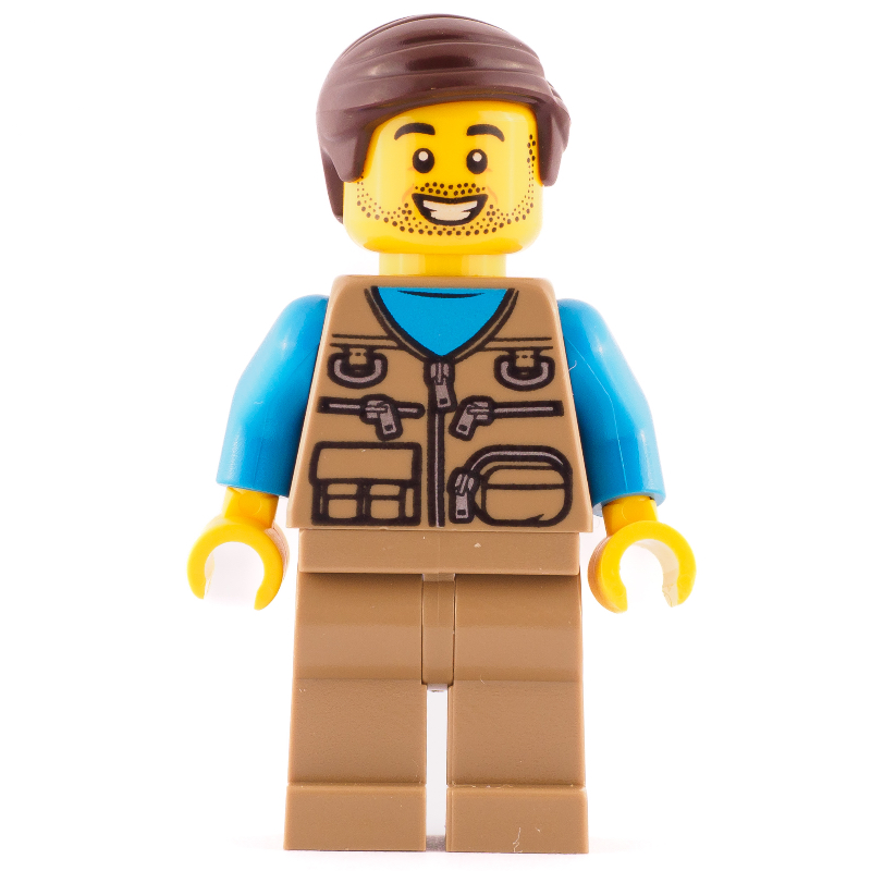 Lego Dark Tan Torso, Dark Tan Legs, Dark Brown Hair