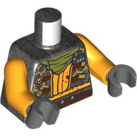 Lego Torso, Jacket, Bright Light Orange Shirt, Dark Brown Straps, Olive Green Handkerchief print, Bright Light Orange Arms, Black Hands / Pearl Titanium
