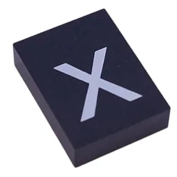 Modulex Tile 3 x 4 with White 'x' Print, without Internal Supports / Modulex Tile Blue