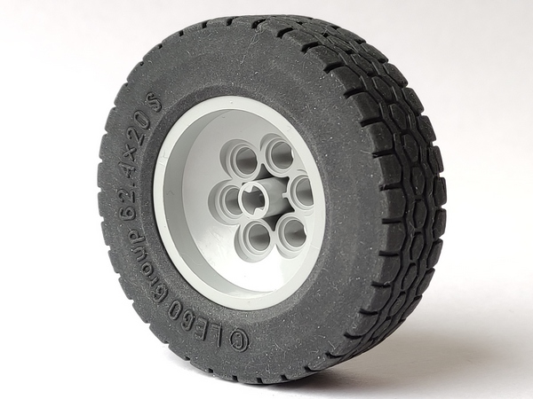 Lego Wheel 43.2mm D. x 18mm - Extended Axle Stem with Black Tire 62.4 x 20 S (32020 / 32019)