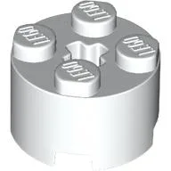 Brick Round 2 x 2 with Axle Hole / White