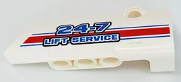 Technic, Panel Fairing # 4 Small Smooth Long, Side B with Blue, Red and White Stripes and '24-7 LIFT SERVICE' Pattern (Sticker) - Set 8071