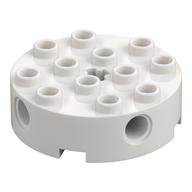 Lego Brick Round 4 x 4 with 4 Side Pin Holes and Center Axle Hole / White