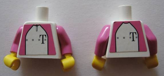 Lego Torso German Telekom Dark Pink Pattern (Stickers on Both Sides) / Dark Pink Arms / Yellow Hands