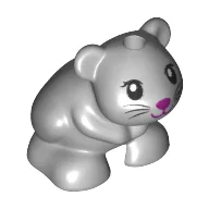 Animal, Hamster, Black Eyes, Whiskers, Magenta Nose / Light Bluish Gray