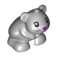 Lego Animal, Hamster, Black Eyes, Whiskers, Magenta Nose
