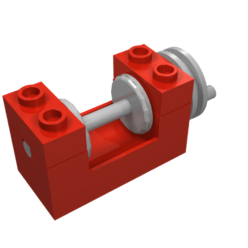 Lego String Reel Winch 2 x 4 x 2 (Light Gray Drum) / Red