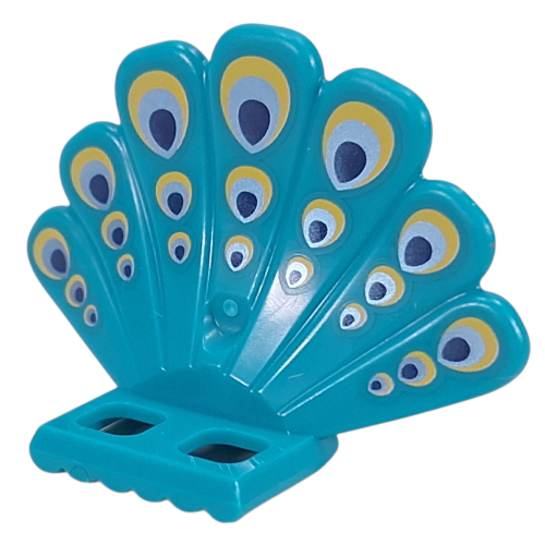 Lego Minifig Hipwear Turkey Fan Tail with Yellow/Metal Blue/Dark Blue Peacock Feathers print