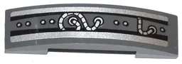 Slope, Curved 4 x 1 x 2/3 Double with Black and Silver Stripes, Rivets and Silver Cables Pattern (Sticker) - Set 70722