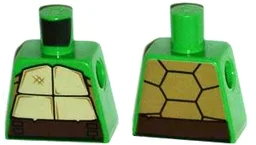 Torso Tan and Dark Tan Turtle Shell, Dark Brown Belt Pattern / Bright Green