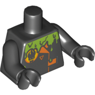 Lego Torso Jacket with Agents Villain Logo and Orange Lapels and Buckle and Green Slime Print (Dr D. Zaster), Black Arms and Hands / Black