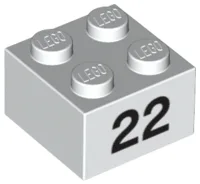 Brick 2 x 2 with Black "22" Print