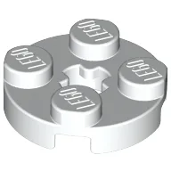 Plate Round 2 x 2 with Axle Hole Type 1 (+ Opening) / White