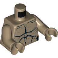 Lego Torso Demogorgon Bare Chest with Muscles Print, Dark Tan Arms and Hands / Dark Tan