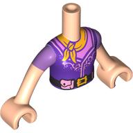 Lego Minidoll Torso Girl with Dark Purple Vest, Bright Pink Shirt, Bright Orange Scarf, Black Belt print, Light Nougat Arms and Hands / Light Nougat