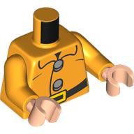 Lego Torso, Black Belt, Bright Light Orange Belt Buckle, Silver Buttons print, Bright Light Orange Arms, Light Nougat Hands / Bright Light Orange