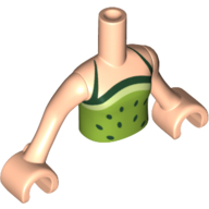 Lego Minidoll Torso Girl with Lime Halter Top With Dark Green Dots Print - Light Nougat Arms and Hands / Light Nougat