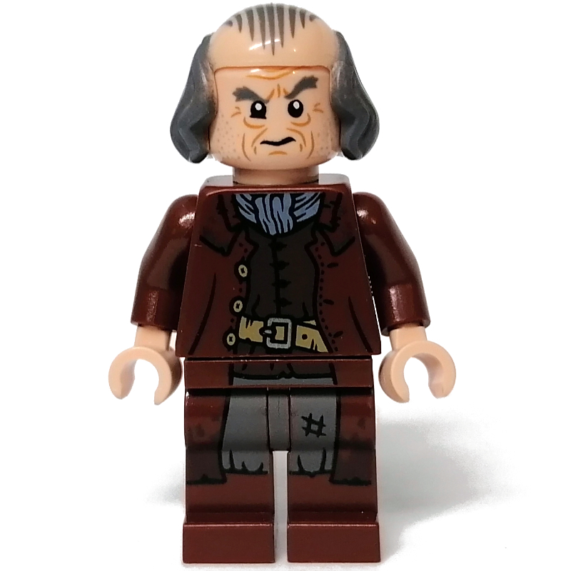 Lego Argus Filch, Bald on Top, Reddish Brown Outfit