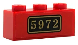Brick 1 x 3 with Gold '5972' and Border on Black Background, Small Pattern (Sticker) - Set 76450