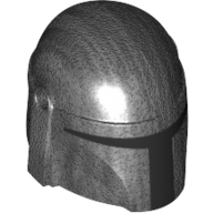 Lego Helmet Mandalorian with Holes, Black Visor Print / Pearl Titanium