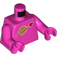Lego Torso Classic Space Logo Print (2019 Version), Dark Pink Arms and Hands / Dark Pink