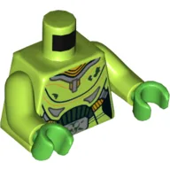 Torso Silver and Gold Space Armor with Green Dirt and Belt Buckle with Ultra Agents Toxic Logo Print, Lime Arms, Bright Green Hands / Lime