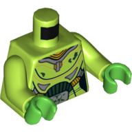 Lego Torso Silver and Gold Space Armor with Green Dirt and Belt Buckle with Ultra Agents Toxic Logo Print, Lime Arms, Bright Green Hands / Lime
