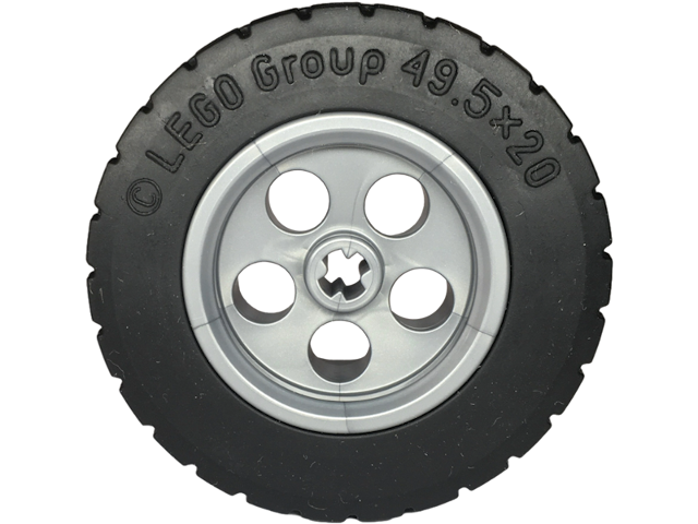 Lego Wheel 30.4mm D. x 20mm with 5 Holes with Black Tire 49.5 x 20 (5650 / 15413)