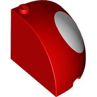Lego Brick Round Corner 4 x 4 x 3 Quarter Dome Top with White Dots print / Red