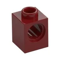 Technic Brick 1 x 1 with Pin Hole / Dark Red