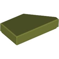 Lego Tile 1 x 2 with Stud Notch Left / Olive Green