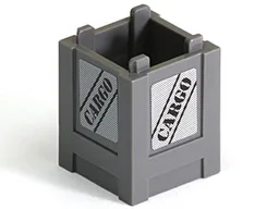 Container, Box 2 x 2 x 2 - Top Opening with Black 'CARGO' Pattern on All Sides (Stickers) - Set 7733