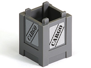 Lego Container, Box 2 x 2 x 2 - Top Opening with Black 'CARGO' Pattern on All Sides (Stickers) - Set 7733