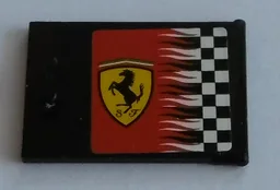 Container, Cupboard 2 x 3 x 2 Door with Checkered Flag and Ferrari Logo Pattern Right (Sticker) - Set 8144
