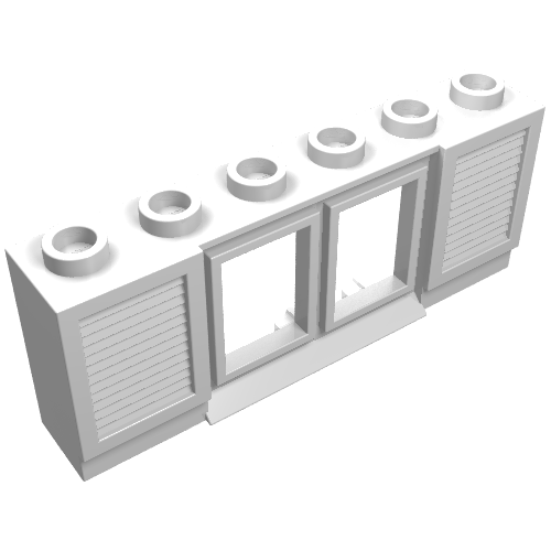 Lego Window 1 x 6 x 2 with Shutters [Old Style Extended Lip & Glass] / White