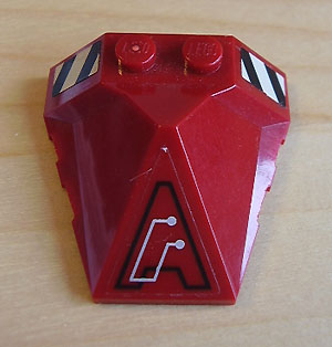 Lego Wedge 4 x 4 x 1 1/3 Pyramid Center with Stripes and Exo-Force Circuitry Left Pattern A (Stickers) - Set 7705