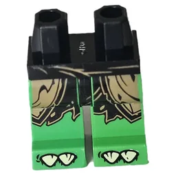 Hips and Bright Green Legs with Dark Tan/Black Cloth, Tan Claws Print