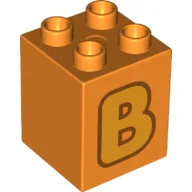 Duplo Brick 2 x 2 x 2 with Bright Light Orange 'B' Print / Orange