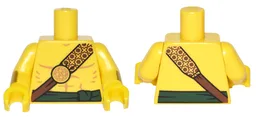 Torso Bare Chest with Reddish Brown and Gold Strap and Dark Green Waist Sash Pattern / Yellow Arms with Gold Cuffs Pattern / Yellow Hands