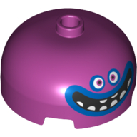 Lego Brick Round 3 x 3 Dome with Center Stud with Face with Eyes, Big Smile with Blue Lips Print