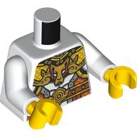 Lego Torso, Gold/Yellow Armor, Animal Head, Dark Orange Belt print, White Arms, Yellow Hands / White