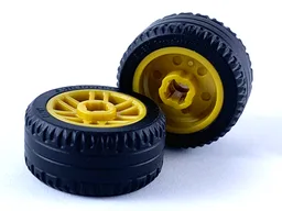 Wheel 14mm D. x 9.9mm with Center Groove, Fake Bolts and 6 Double Spokes with Black Tire 21 X 9.9 (11208 / 11209) / Pearl Gold
