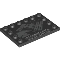 Plate Special 4 x 6, Studs on 3 Edges with ISS and 'International Space Station' Print / Black